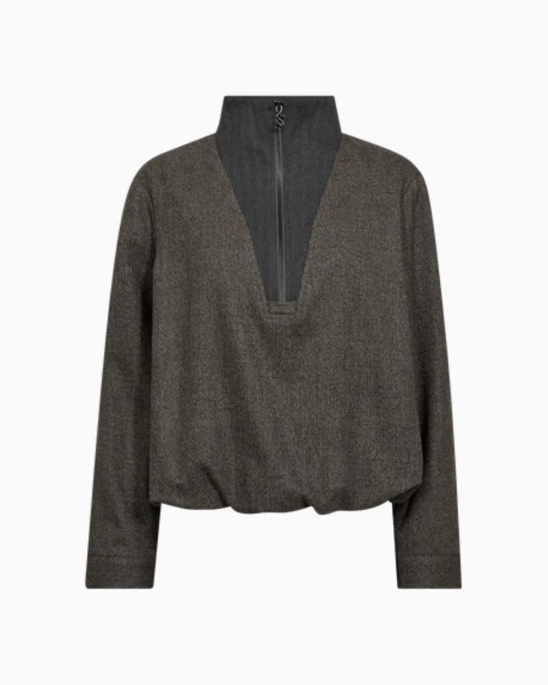 Mos Mosh Soleia Sisse blouse with scalloped hem and voluminous sleeves