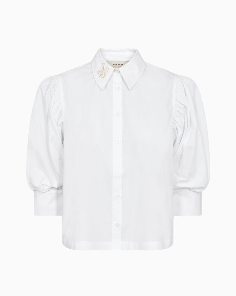 Mos Mosh Adjao Bernat Emb Shirt in White front view