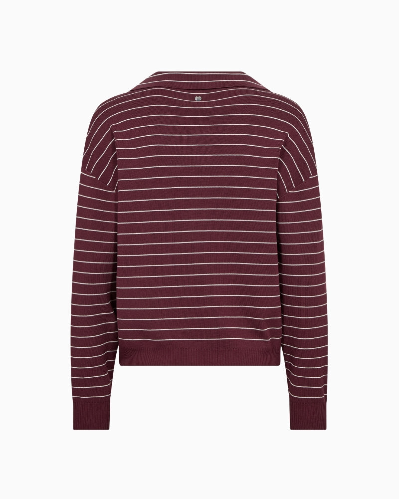Mos Mosh Aliz Caliz LS Placket Knit in Port back view