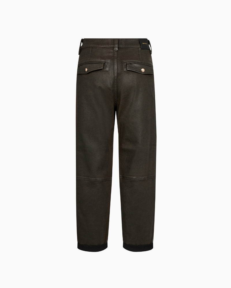 Mos Mosh Aymen Coated Trousers in brown back view