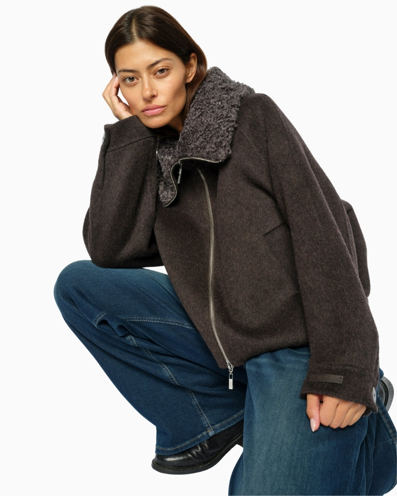 Mos Mosh Bellamy Loisa Jacket in Brown texture detail