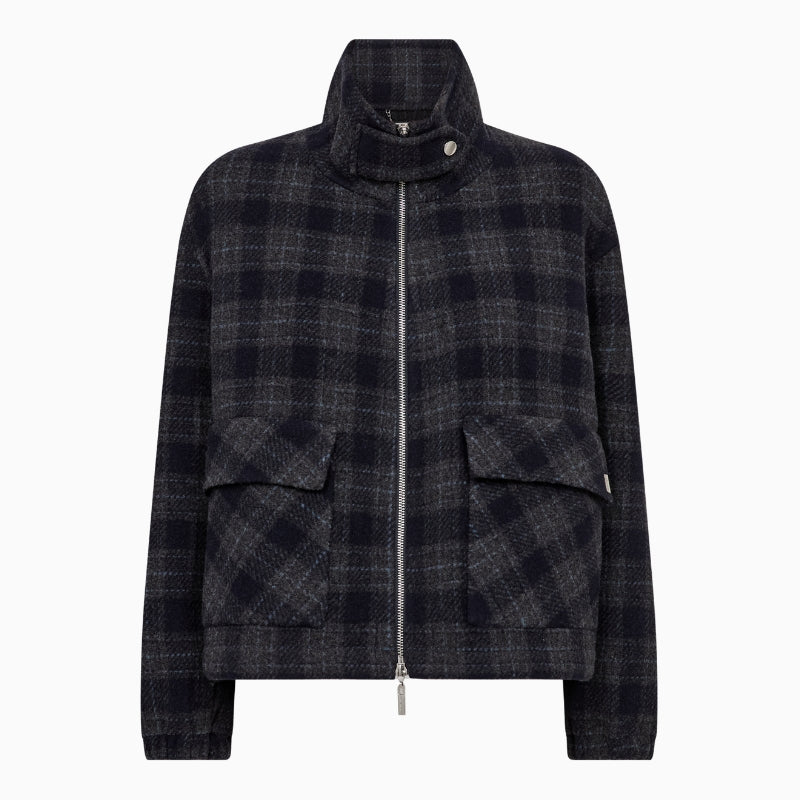 Mos Mosh Camille Check Jacket in Navy front view
