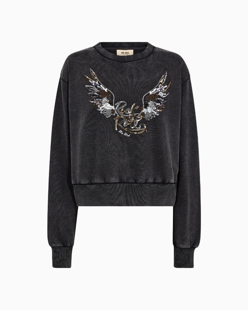 Mos Mosh Cosette Deco Sweatshirt in dark grey – front view