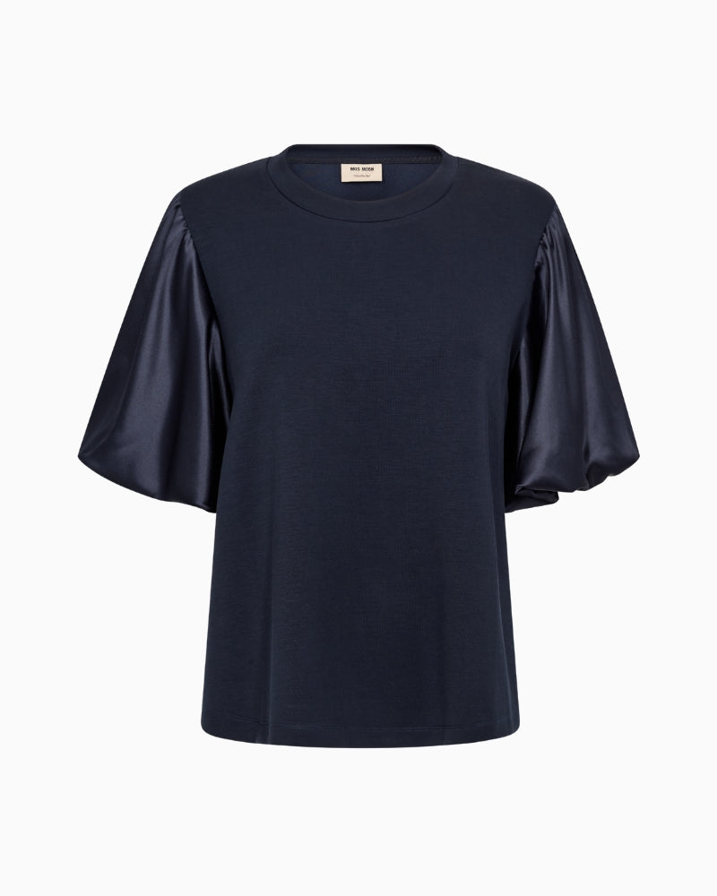 Mos Mosh Duba Satin Sweatshirt in Navy front view