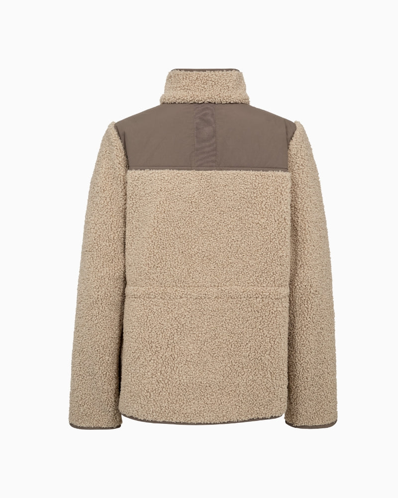 Mos Mosh Elisa Eli Teddy Jacket in Light Beige back view