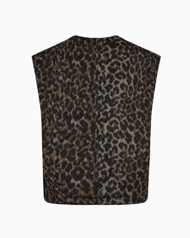 Mos Mosh Elise Leo Vest in Leopard back view