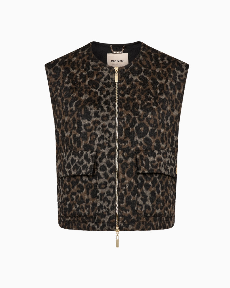 Mos Mosh Elise Leo Vest in Leopard front view