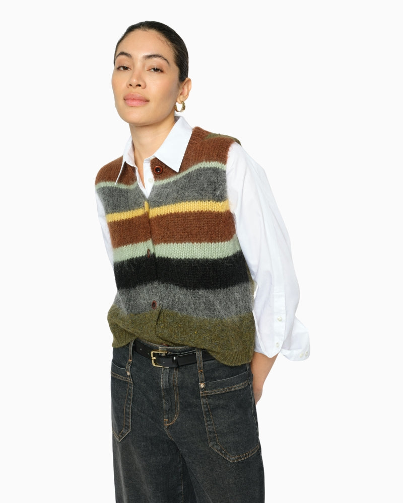 Mos Mosh Esti Knit Vest in Brown front view