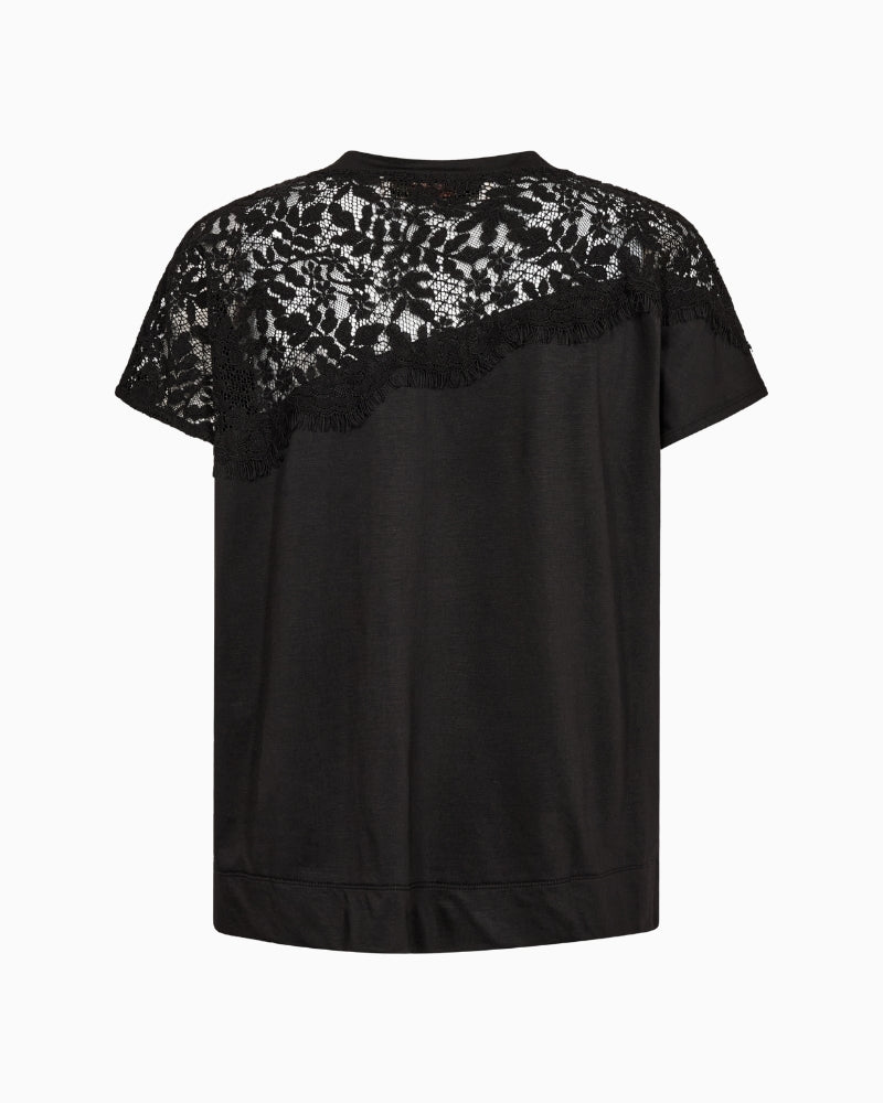 Mos Mosh Gianne Lace Tee in black back view