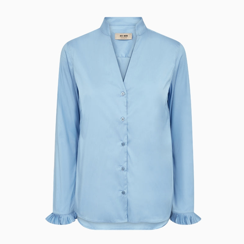 Mos Mosh Hassie Pleat Shirt in Blue front view