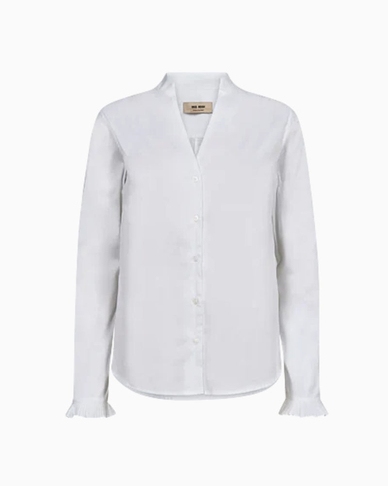 Mos Mosh Hassie Pleat Shirt in white front view