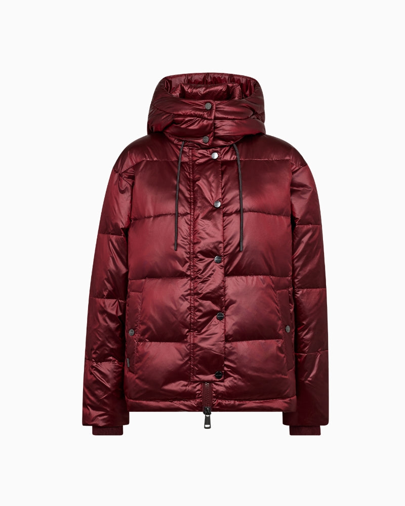Mos Mosh Jilly Metallic Down Jacket in Burgundy front view