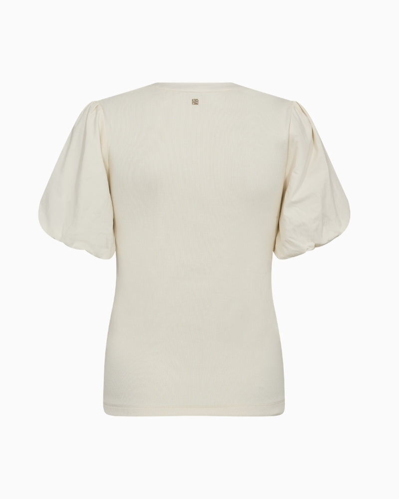 Mos Mosh MMJada V-SS Puff Tee in ecru back view