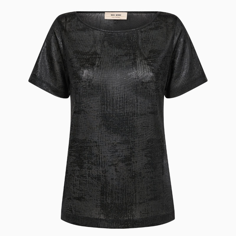 Mos Mosh MMNiva O-SS Metallic Tee in Black front view