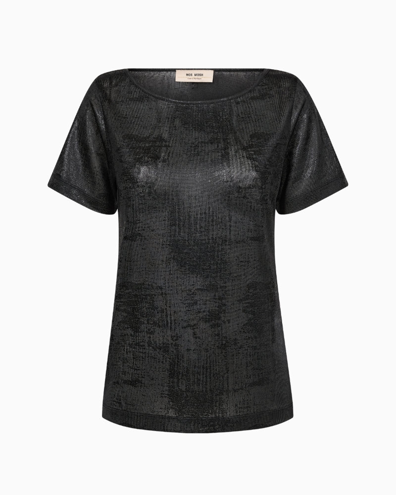 Mos Mosh MMNiva O-SS Metallic Tee in Black front view