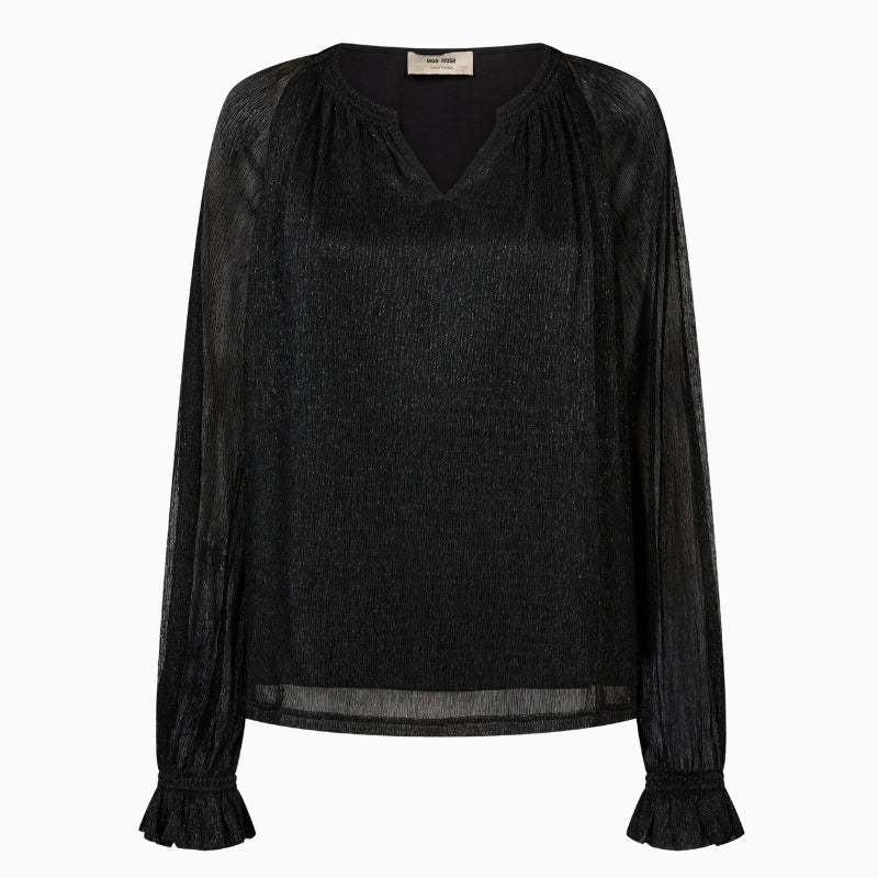 Mos Mosh MMXimena Glam V-neck Blouse in Black front view
