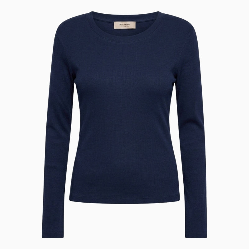 Mos Mosh Mali Long Sleeve Tee in Navy front view