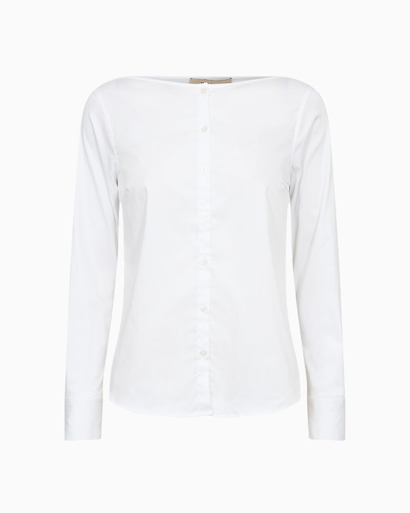 Mos Mosh Manda Boatneck Shirt in White front view