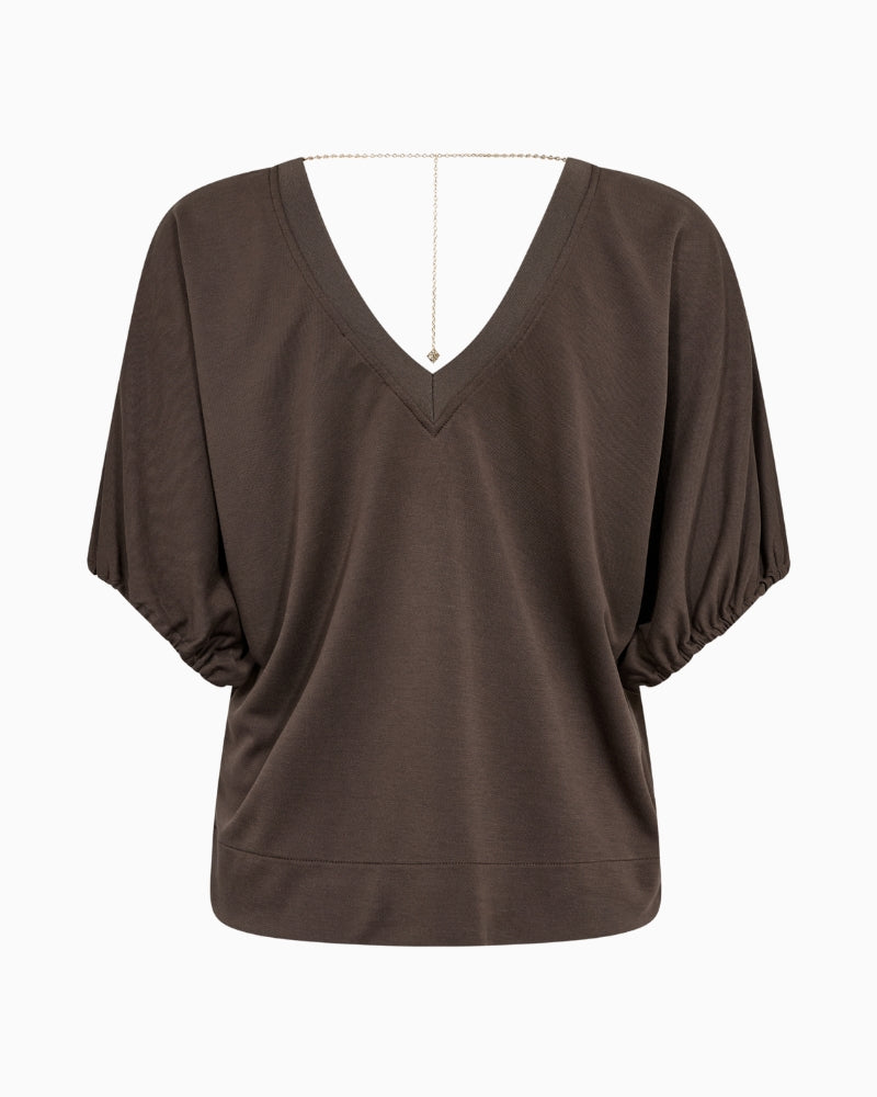 Mos Mosh Mozo Chain Tee in brown back view