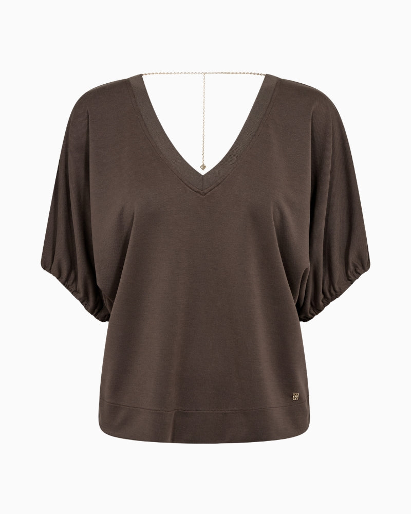Mos Mosh Mozo Chain Tee in brown front view