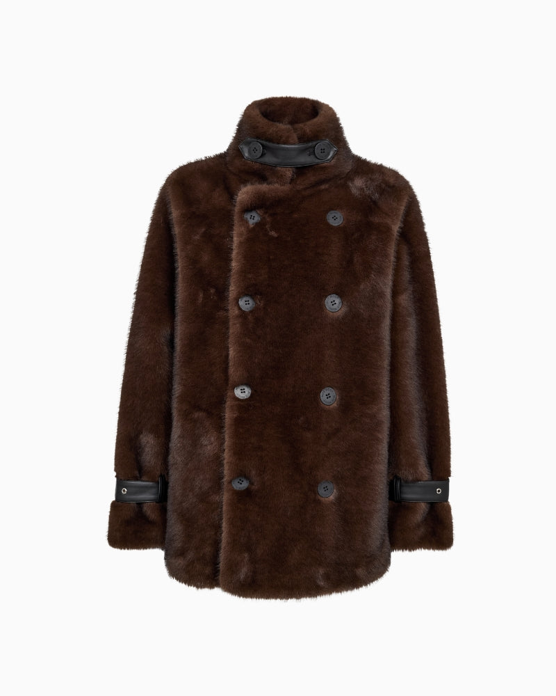 Mos Mosh Nanette Faux Fur Jacket in Brown front view