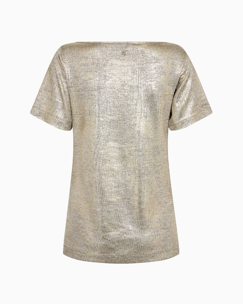 Mos Mosh Niva Metallic Tee in gold back view