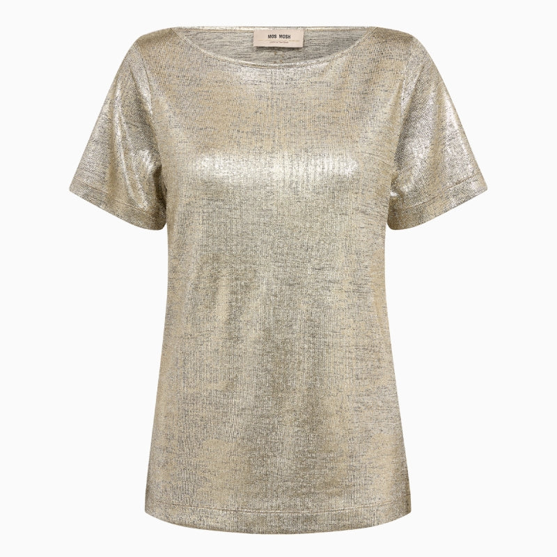 Mos Mosh Niva Metallic Tee in gold front view