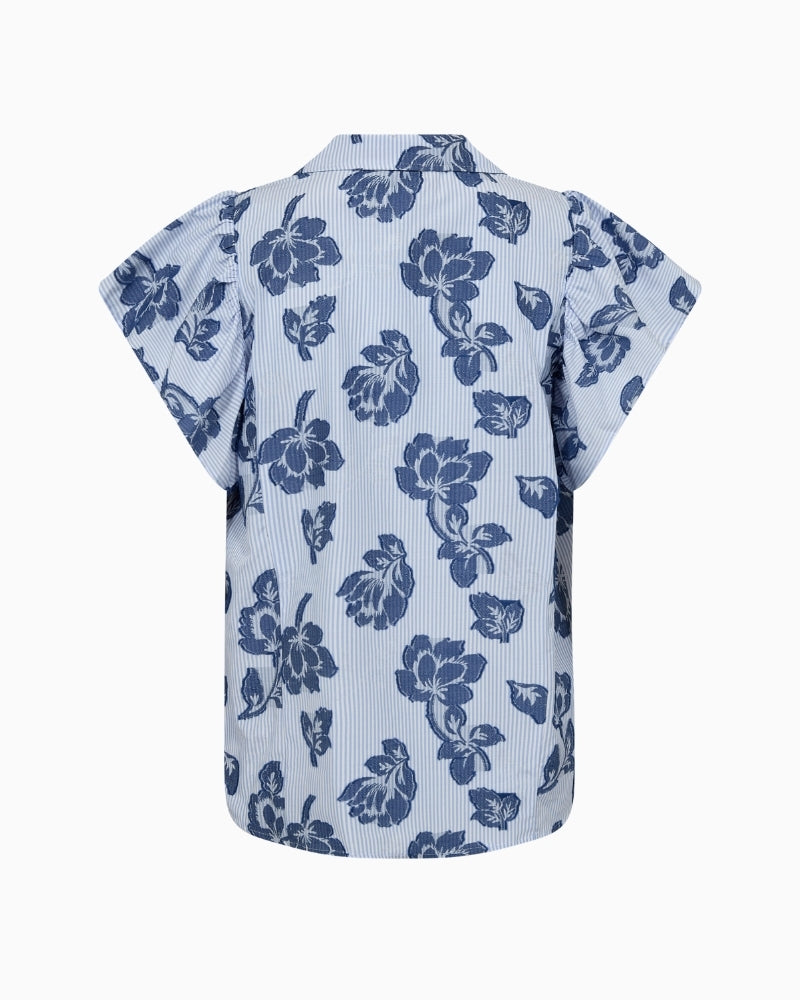 Mos Mosh Osco Stripe Jacq Shirt blue back view floral detail