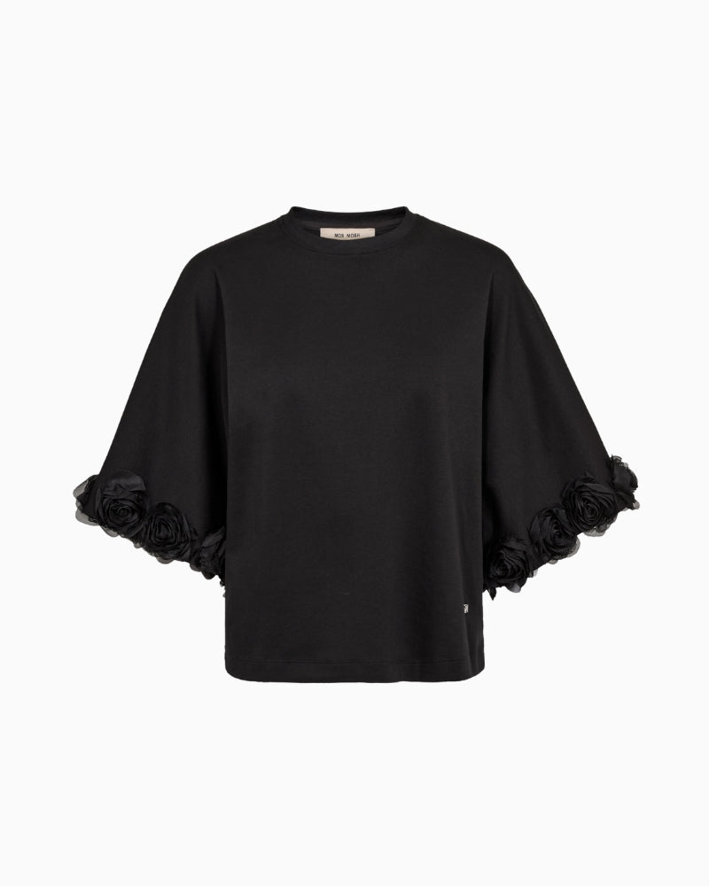 Mos Mosh Rosette Tee in black front view