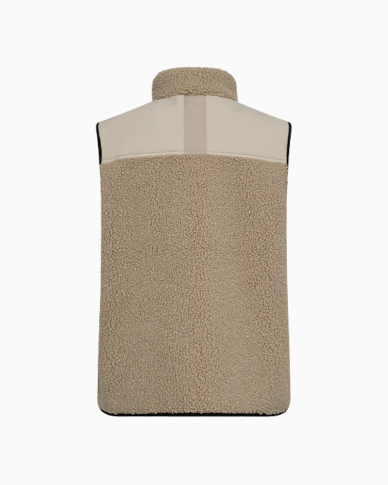Mos Mosh Rowe Eli Teddy Vest in Light Beige back view