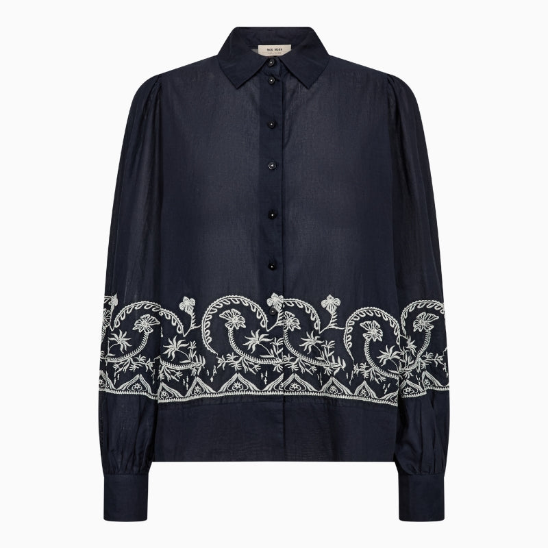 Mos Mosh Silca Lino Shirt in Navy front view