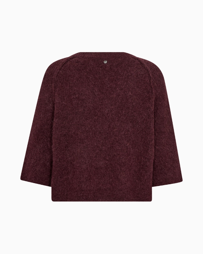 Mos Mosh Thora Lizet Knit Cardigan in Port back view