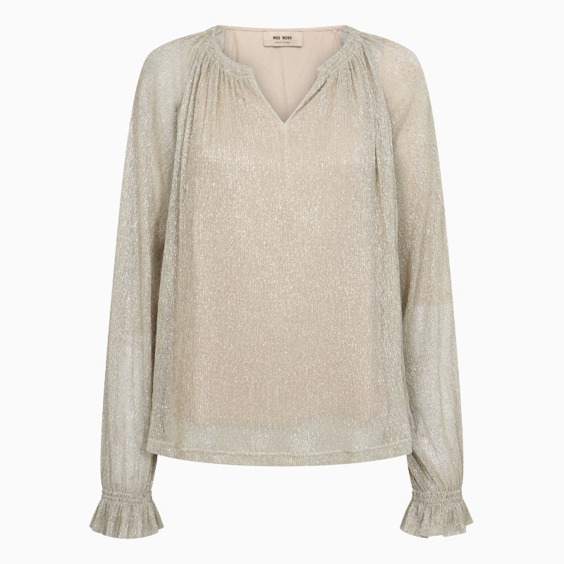 Mos Mosh Ximena Glam V-Neck Blouse in gold front view