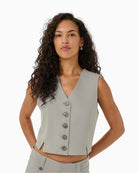 Front view of black Disa waistcoat by My Essential Wardrobe