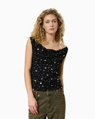 Front view of Giggo black waterfall top by My Essential Wardrobe