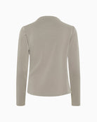 Back view of hip-length TENCEL™ blend blouse with smooth silhouette