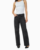 Straight-leg high-waist jeans by My Essential Wardrobe in classic dark denim
