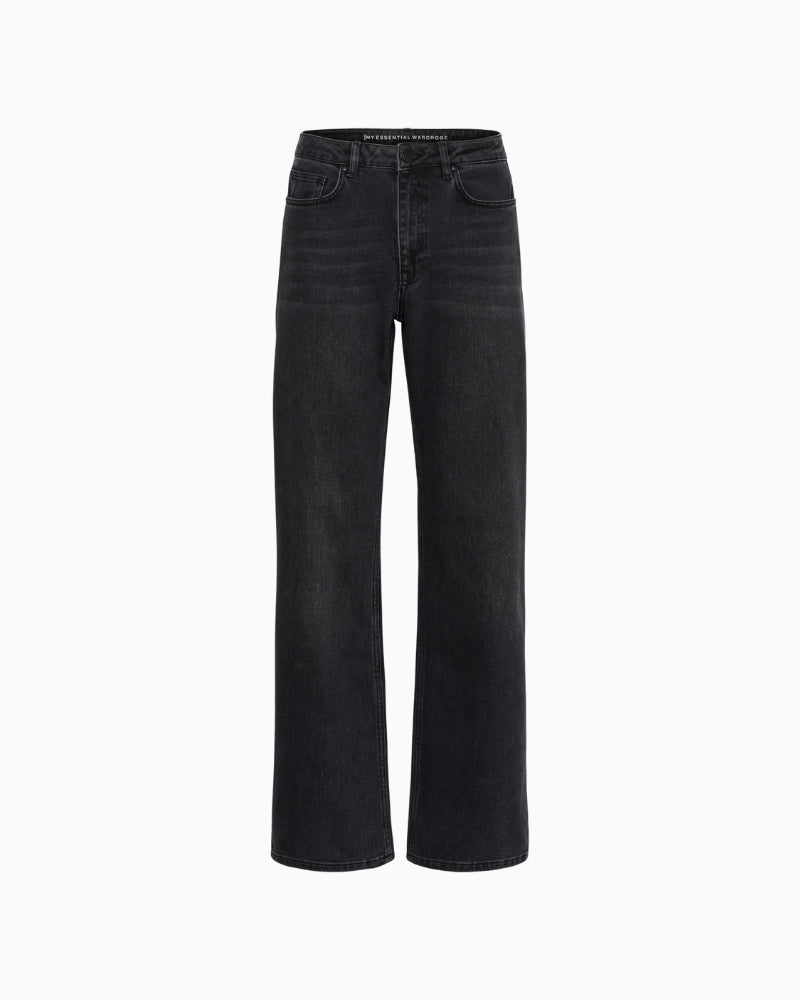 Straight-leg high-waist jeans by My Essential Wardrobe in classic dark denim