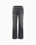 Front view of high-waisted straight leg LOUIS jeans by My Essential Wardrobe in soft stretch denim