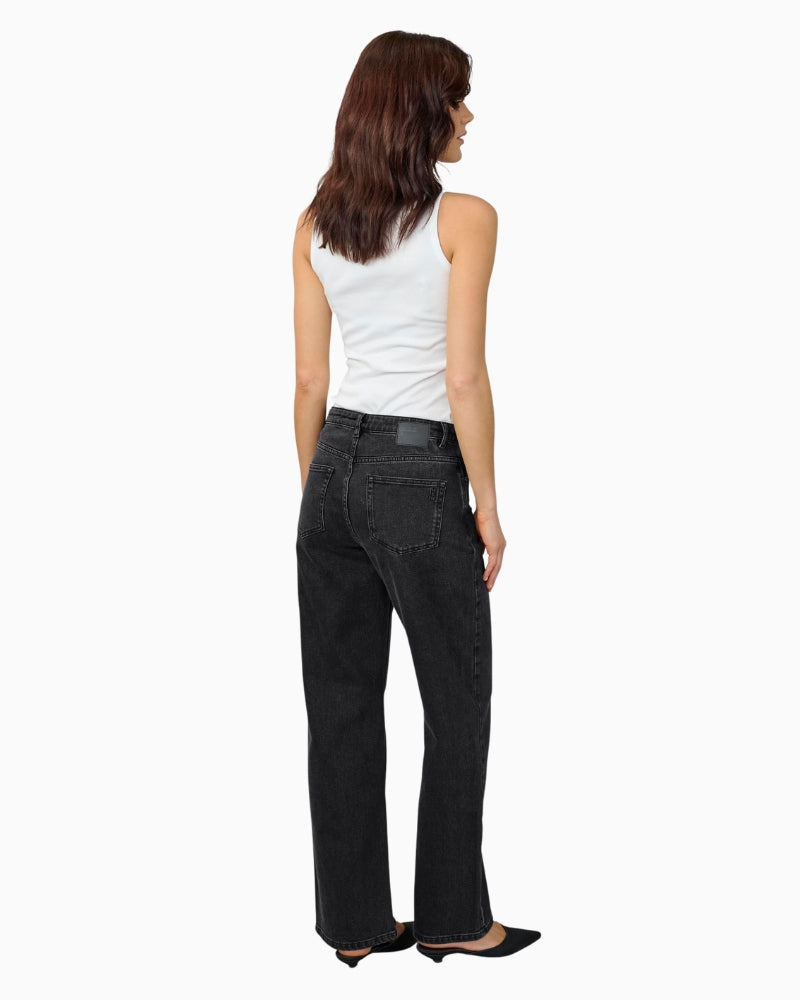 Back view of Louis jeans showing relaxed full-length cut and five-pocket design