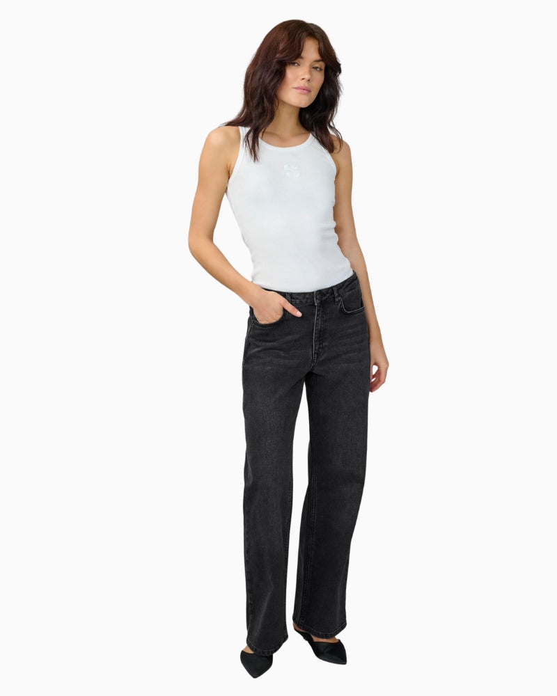 Straight-leg high-waist jeans by My Essential Wardrobe in classic dark denim