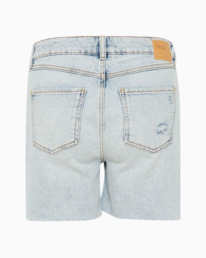 High-waisted casual shorts shown styled with neutral top and sandals