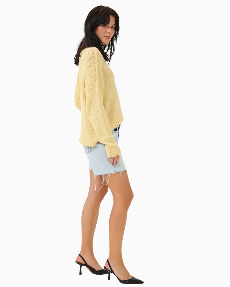 Side view of loose fit summer shorts with short length and clean finish