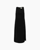 Black off-shoulder midi dress by My Essential Wardrobe with draped front