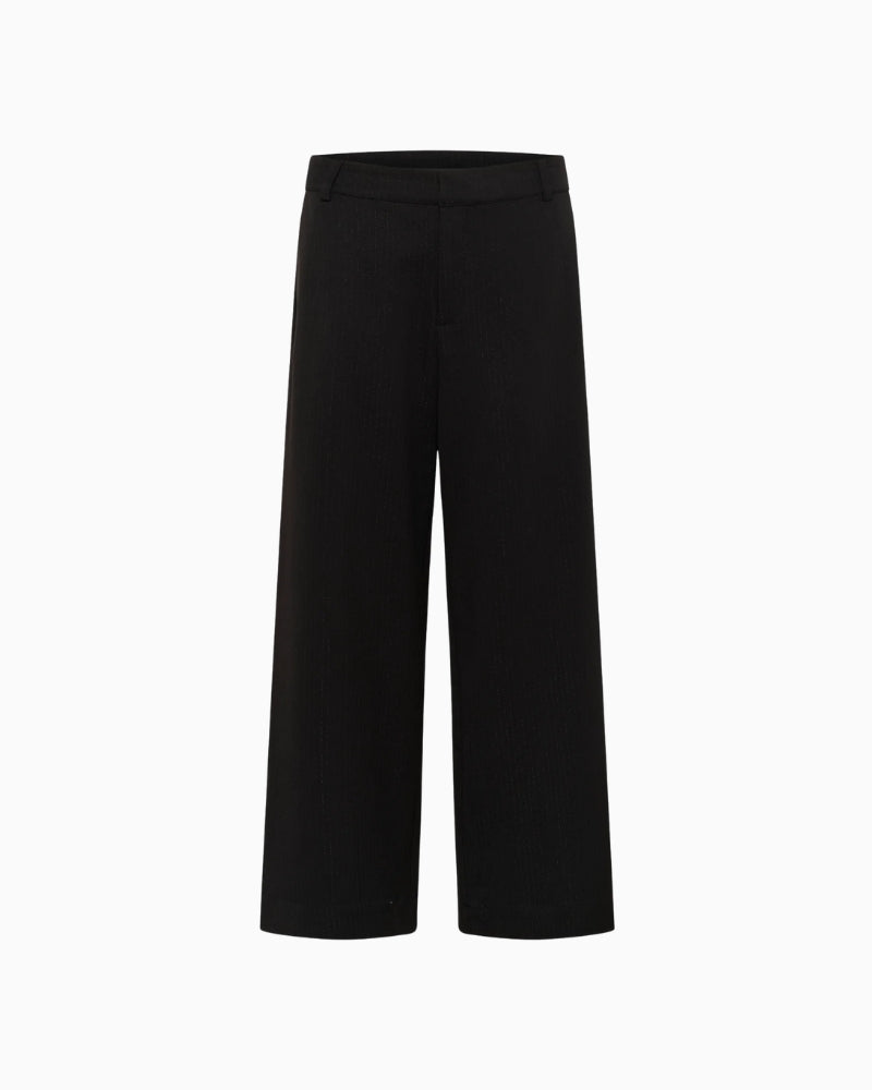 Front view of Reece wide-leg trousers in soft stretch fabric