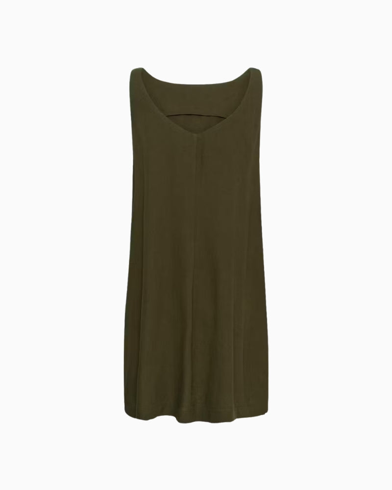 My Essential Wardrobe Dias Short Dress in Khaki back detail