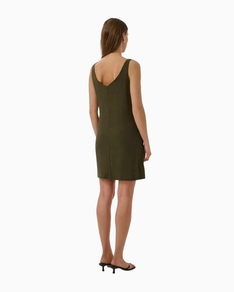 My Essential Wardrobe Dias Short Dress in Khaki back view