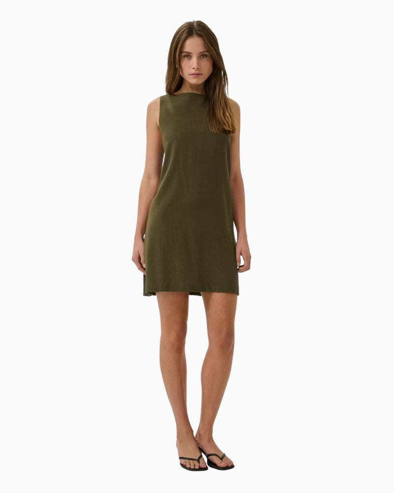 My Essential Wardrobe Dias Short Dress in Khaki front view