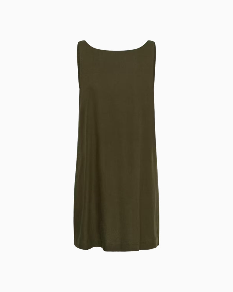 My Essential Wardrobe Dias Short Dress in Khaki full front view