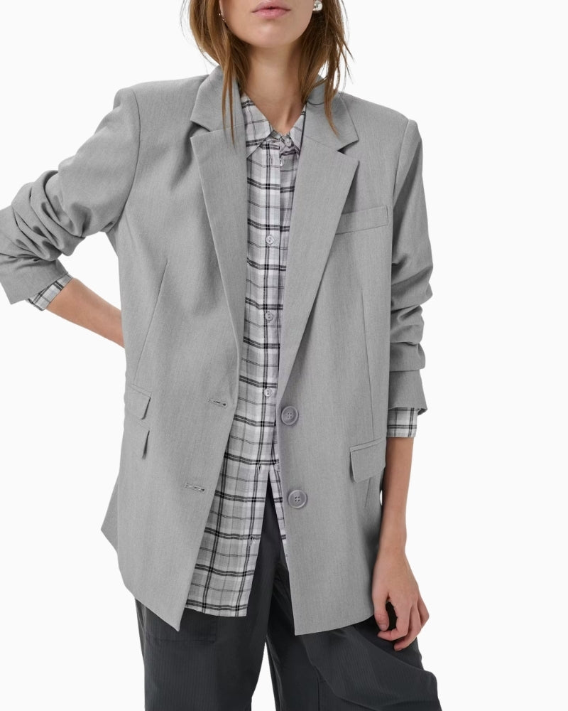 My Essential Wardrobe Hanna Blazer light grey melange close-up detail